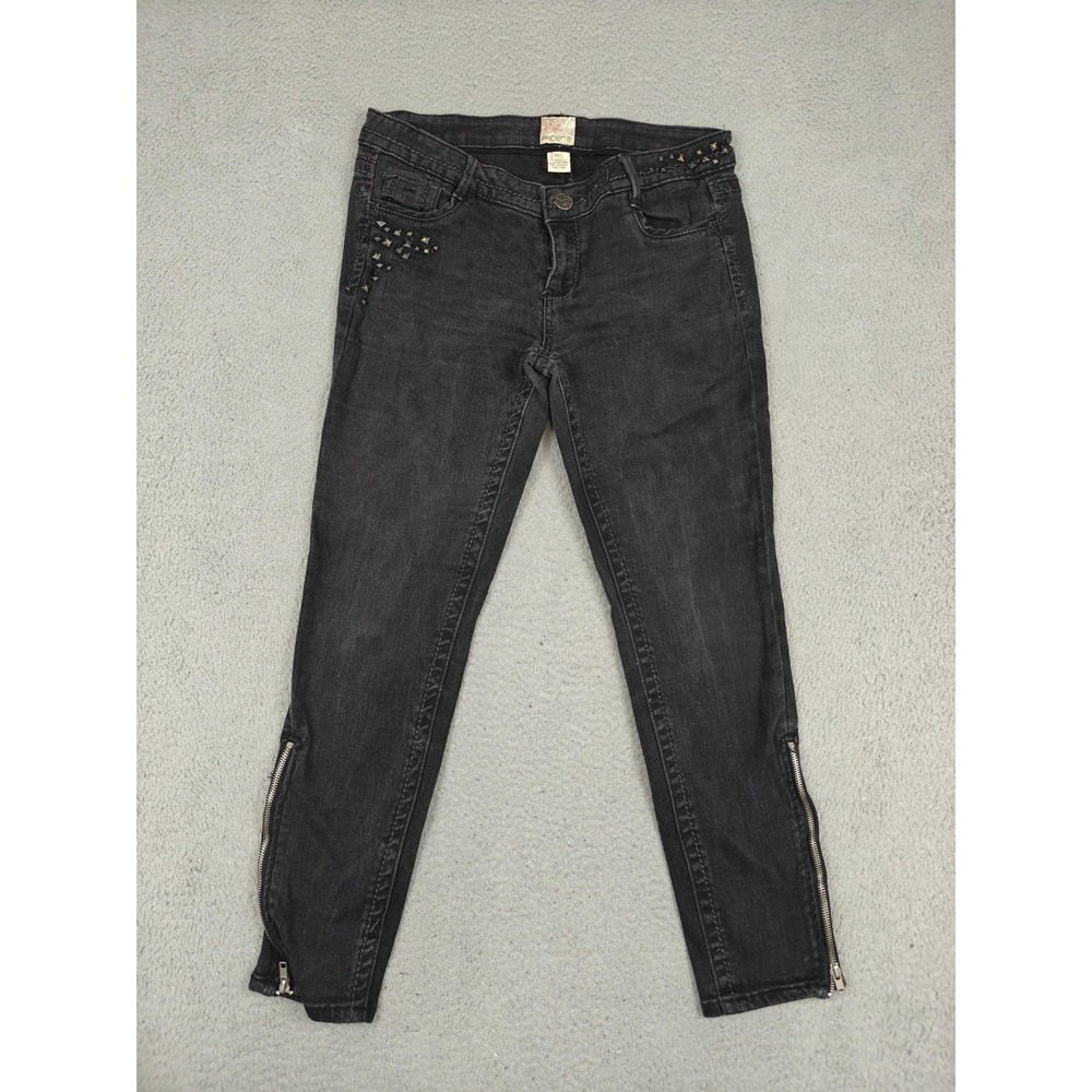 Vintage Arden B Jeans Womens‎ 10 Black Charcoal Skinny Studded Ankle Zip Y2K